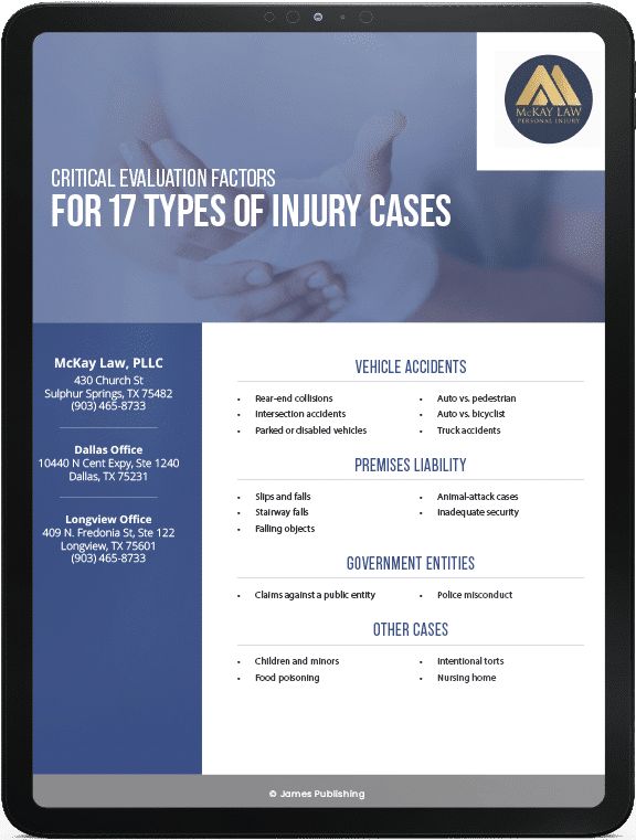 Critical Evaluation Factors for 17 Types of Injury Cases | McKay Law eBook