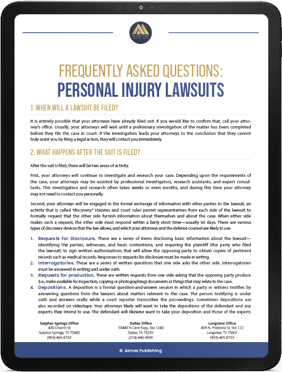 Personal Injury Lawsuits Frequently Asked Questions | McKay Law eBook